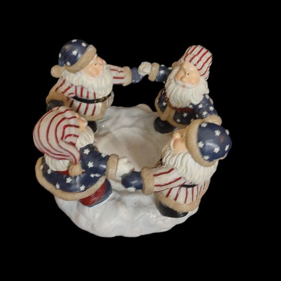 VTG USA Santa Candle Holder Patriotic Christmas 2002 Home Interiors Americana - Picture 3 of 12